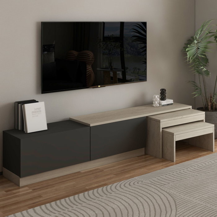 Hanah Home Soporte para TV Nest Travertino y Antracita